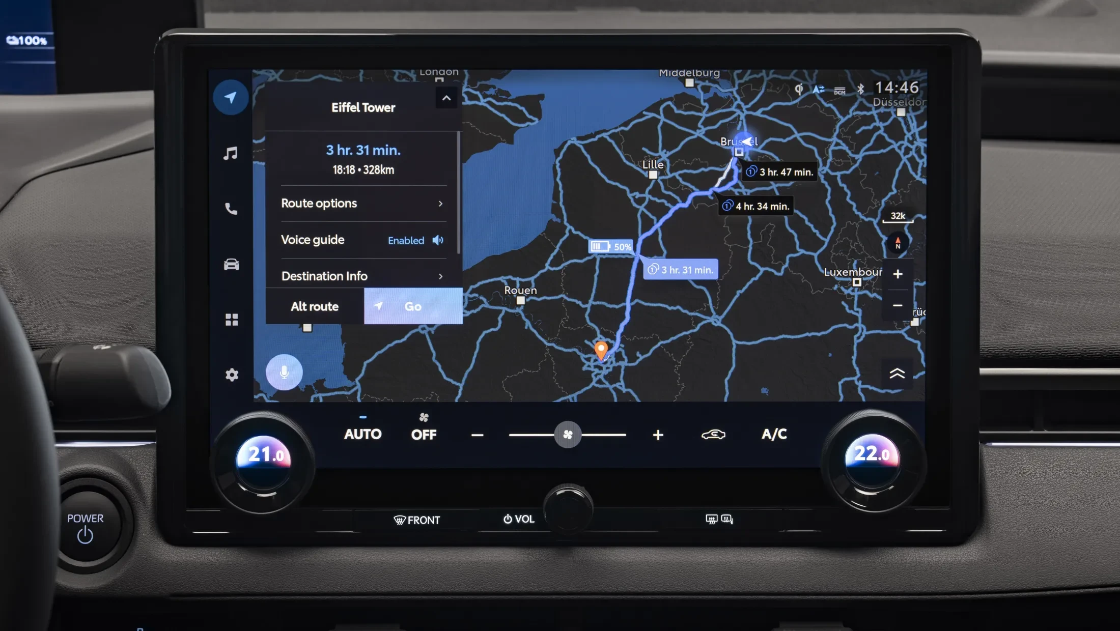 Nieuwe Toyota bZ4X routeplanner